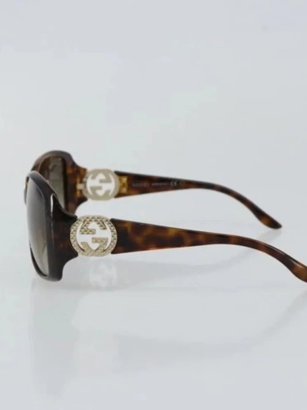 GUCCI Interlocking G Sunglasses Plastic Brown Auth SW1673